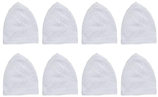 Muslims Bazaar Muslim Prayer Cap for Men Turkish Stylish Knitting Cap Pure Cotton (Pack of 8 Family Pack) (White)