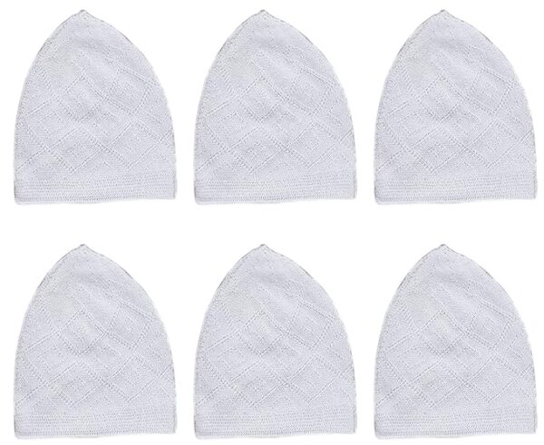 Muslims Bazaar Muslim Prayer Cap for Men Turkish Stylish Knitting Cap Pure Cotton (Pack of 6 Family Pack) (White)