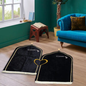 Muslims Bazaar Couple Ultra Premium Prayer Mat with Soft Velvet (color black)