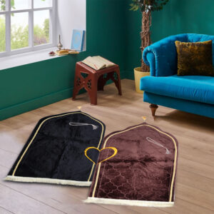 Muslims Bazaar Couple Ultra Premium Prayer Mat with Soft Velvet (color black-brown)