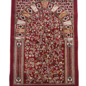 Muslims Bazaar Modern Floral Premium Carpet Mat Made with Yarn and Anti-Skid Base (King, Red)